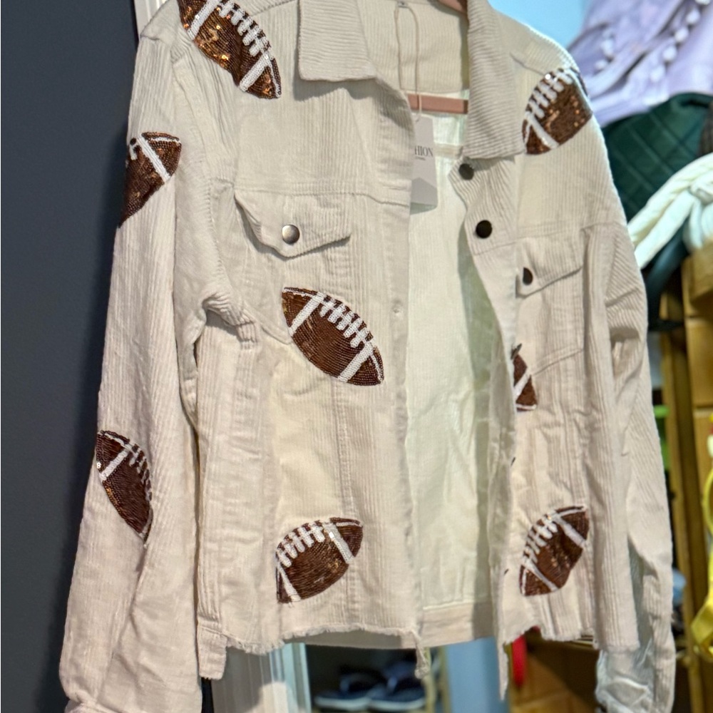 White Jacket with Football Patches